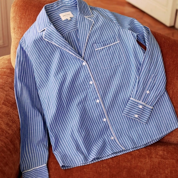 Sezane Maxence Pajama 100% Cotton Shirt Sz 10 - Picture 3 of 11